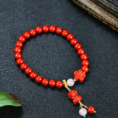 Men's Vintage Cinnabar Pixiu Bracelet for Luck, Protection, and Grounding Energy