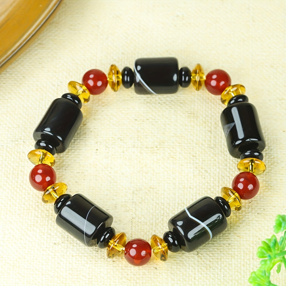 9-Eye Agate Pendant Necklace for Men, Protective Tibetan Dzi Bead Jewelry, Spiritual Gifts for Strength and Grounding