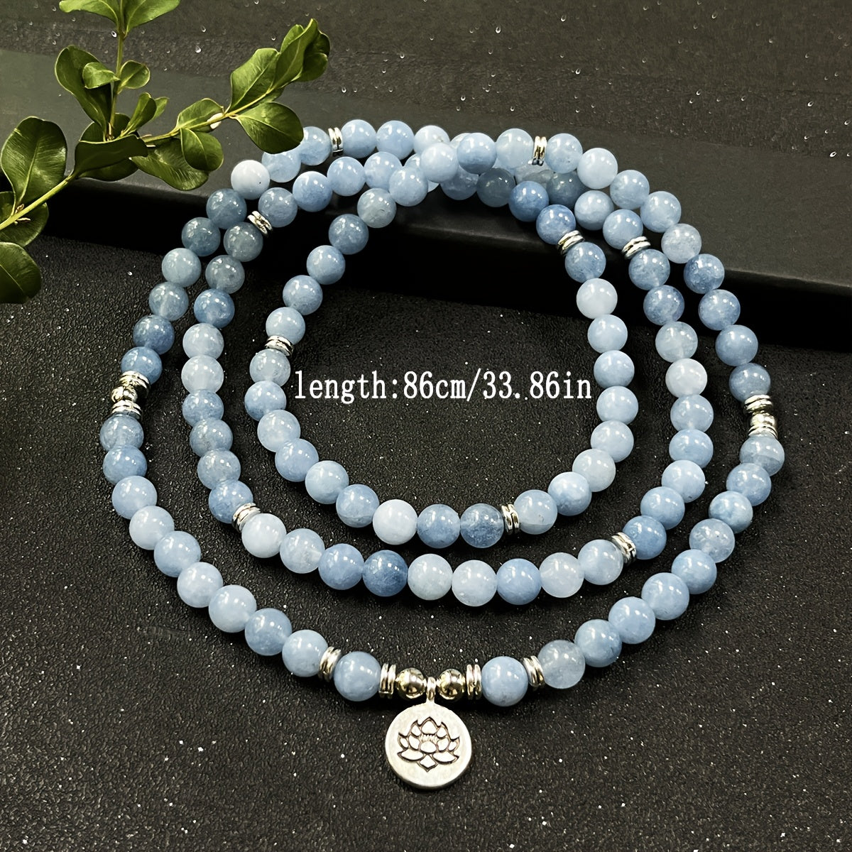 108 Natural Mala Beads with Lotus Pendant: Bohemian Jewelry for Inner Peace & Spiritual Protection