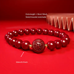 Dragon Cinnabar Bracelet - Unisex Couple Beaded Jewelry for Protection & Strength
