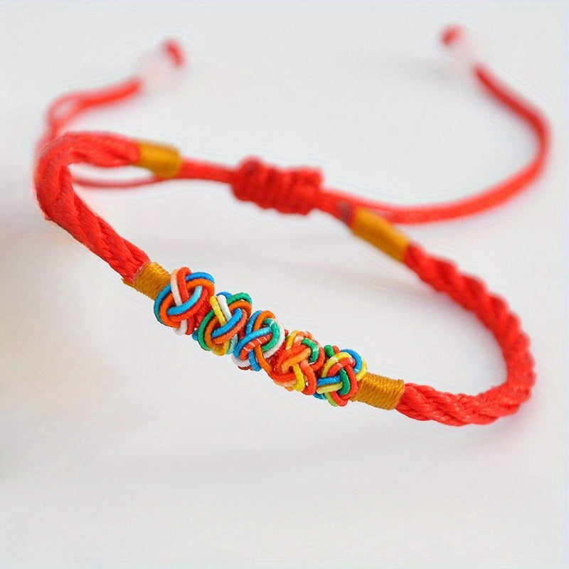 Colorful Hand-Woven Couple Bracelet - Red String Lucky Charm for Easter & Valentine's Day