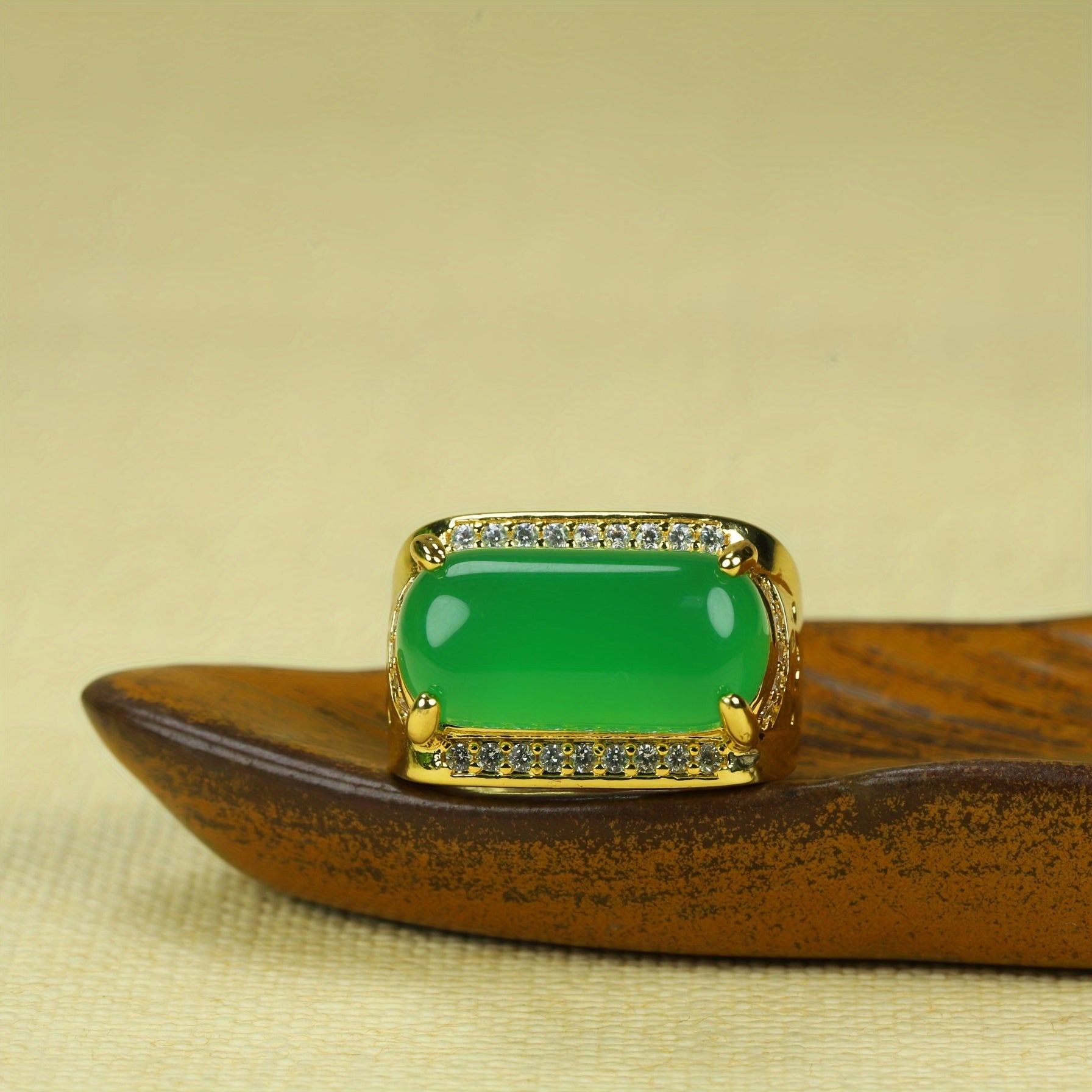 Vintage Agate Ring for Prosperity & Emotional Balance Adjustable Square Statement Ring