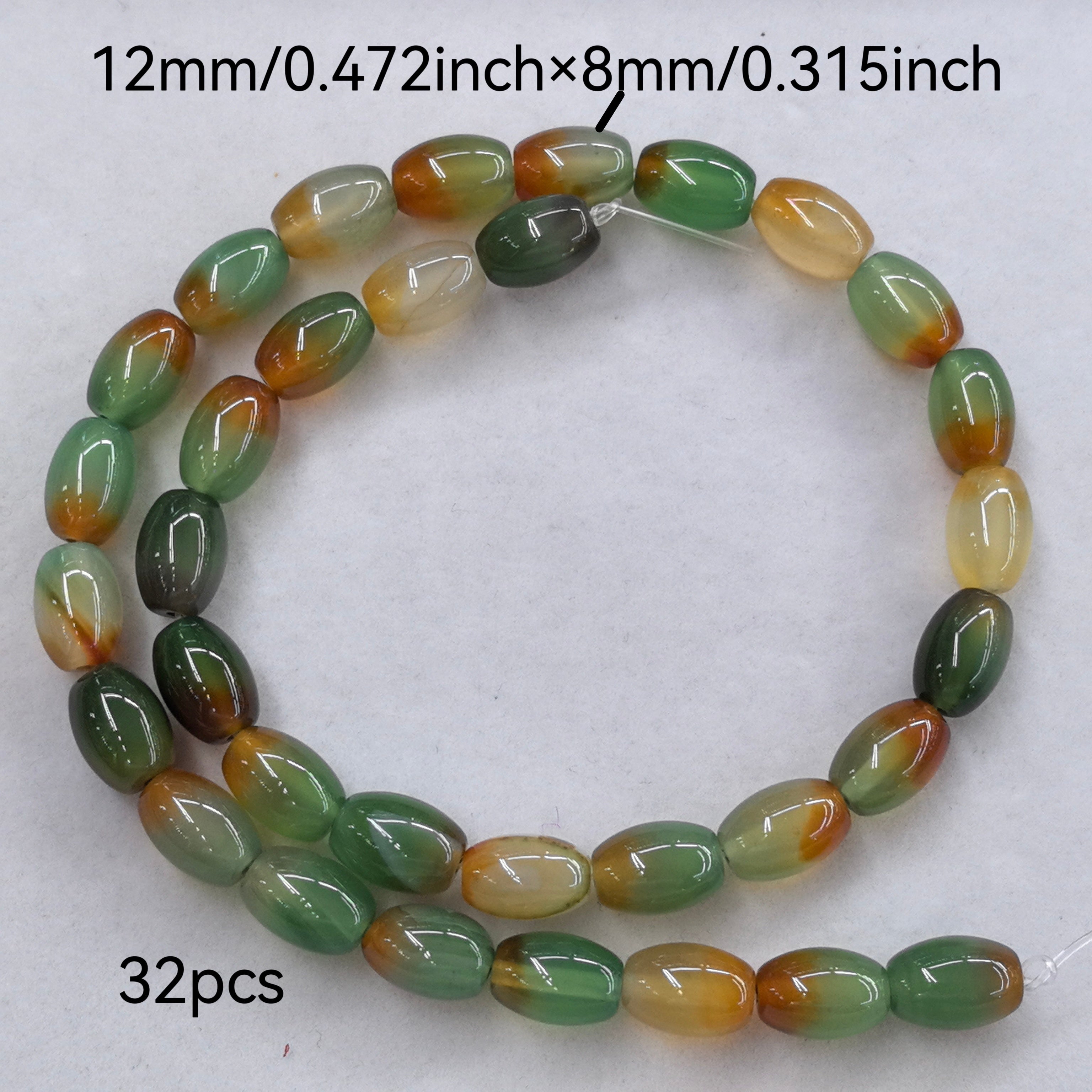 32pcs Peacock Agate Beads - Multicolor Gradient for DIY Energy Jewelry & Craft Projects