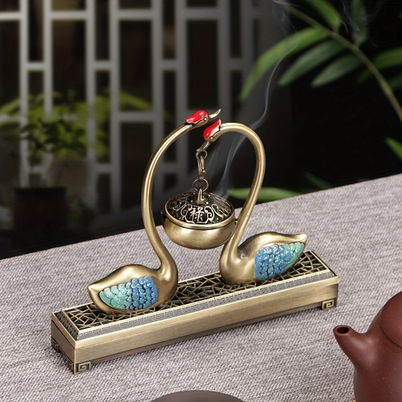 Swan Lake Dual-Use Metal Incense Burner | Harmony & Prosperity Enhancer for Home Decor