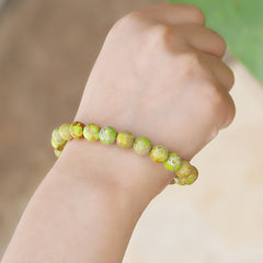 Elegant Purple Flower & Imperial Jasper Bracelet - Natural Stone Energy for Casual & Special Occasions