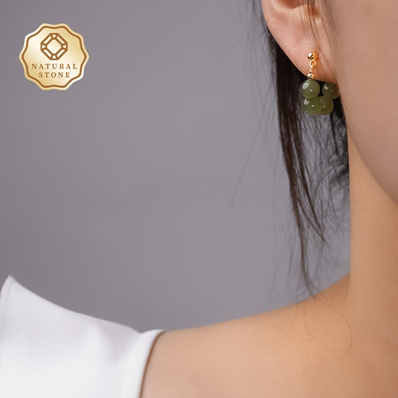 Natural Stone Earrings Gift Set - 6mm Green Stone for Harmony & Travel - Bridesmaid Gifts