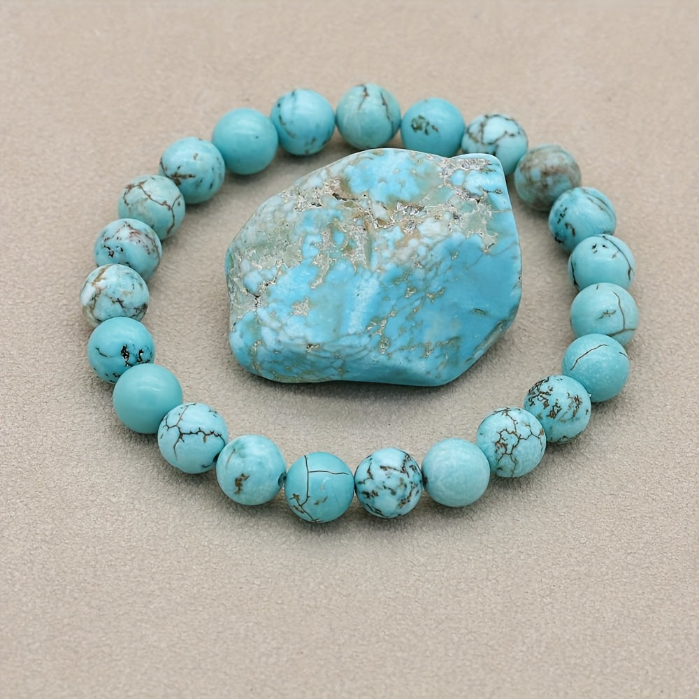 Vintage Turquoise Bracelet - Natural Stone Energy for St. Patrick's Day & Casual Wear