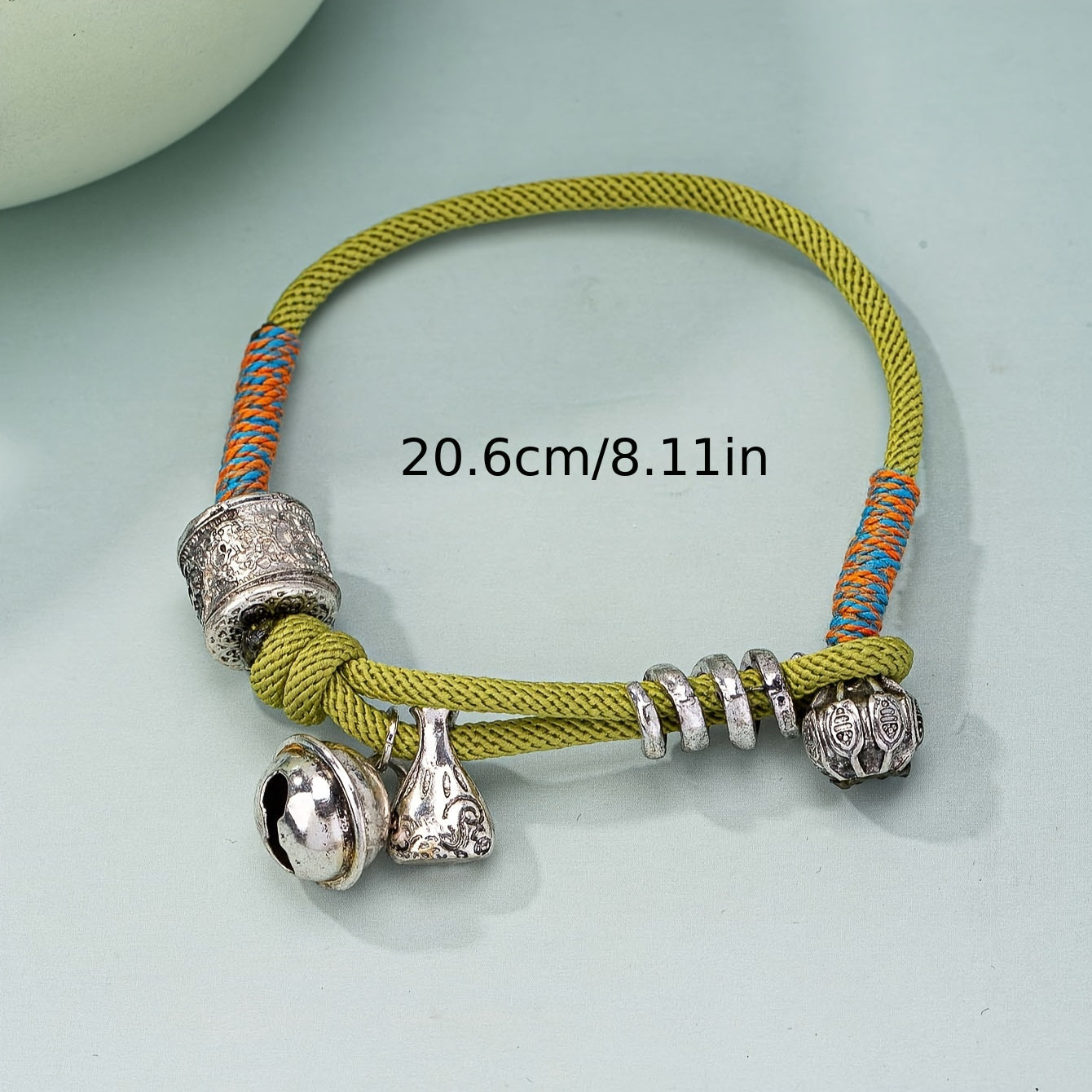 Vintage Ethnic Tibetan Mantra Bell Charm Bracelet - Antique Silver Finish for Spiritual Protection & Daily Wear