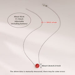 Cinnabar Necklace - 925 Silver with Red Cinnabar 'Longing Bean' for Harmony & Protection