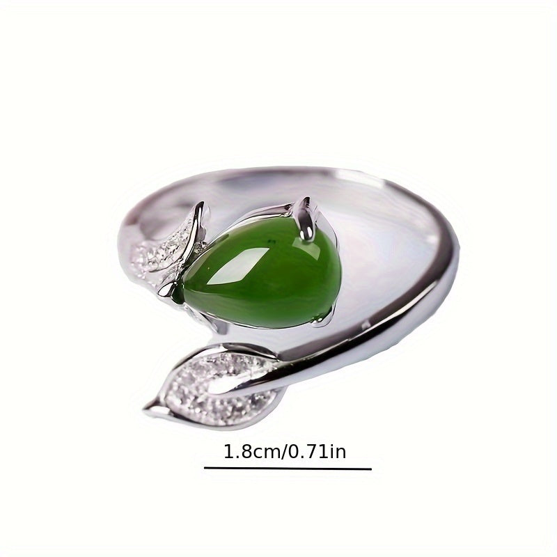 New Leaf Pendant Open End Alloy Ring - Enhance Daily Energy with Fashionable Personalized Design