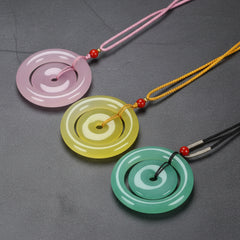 Natural Agate Peace Pendant Sweater Chain with Ice-Type Agate Stones