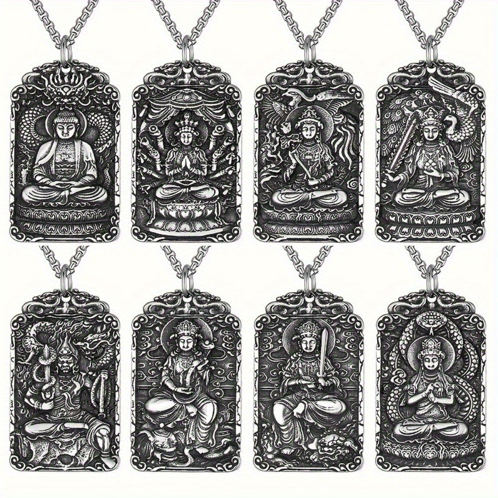 Stainless Steel Eight Guardian God Buddha Pendant - Spiritual Protection & Festival Worship
