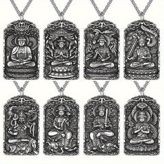 Stainless Steel Eight Guardian God Buddha Pendant - Spiritual Protection & Festival Worship