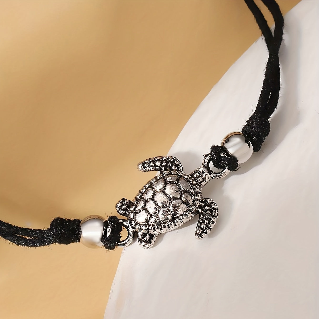 Adjustable Length Retro Hemp Turtle Anklet Handwoven Turtle Beach Foot Jewelry - Harmonious Energy & Coastal Charm for Daily Wear