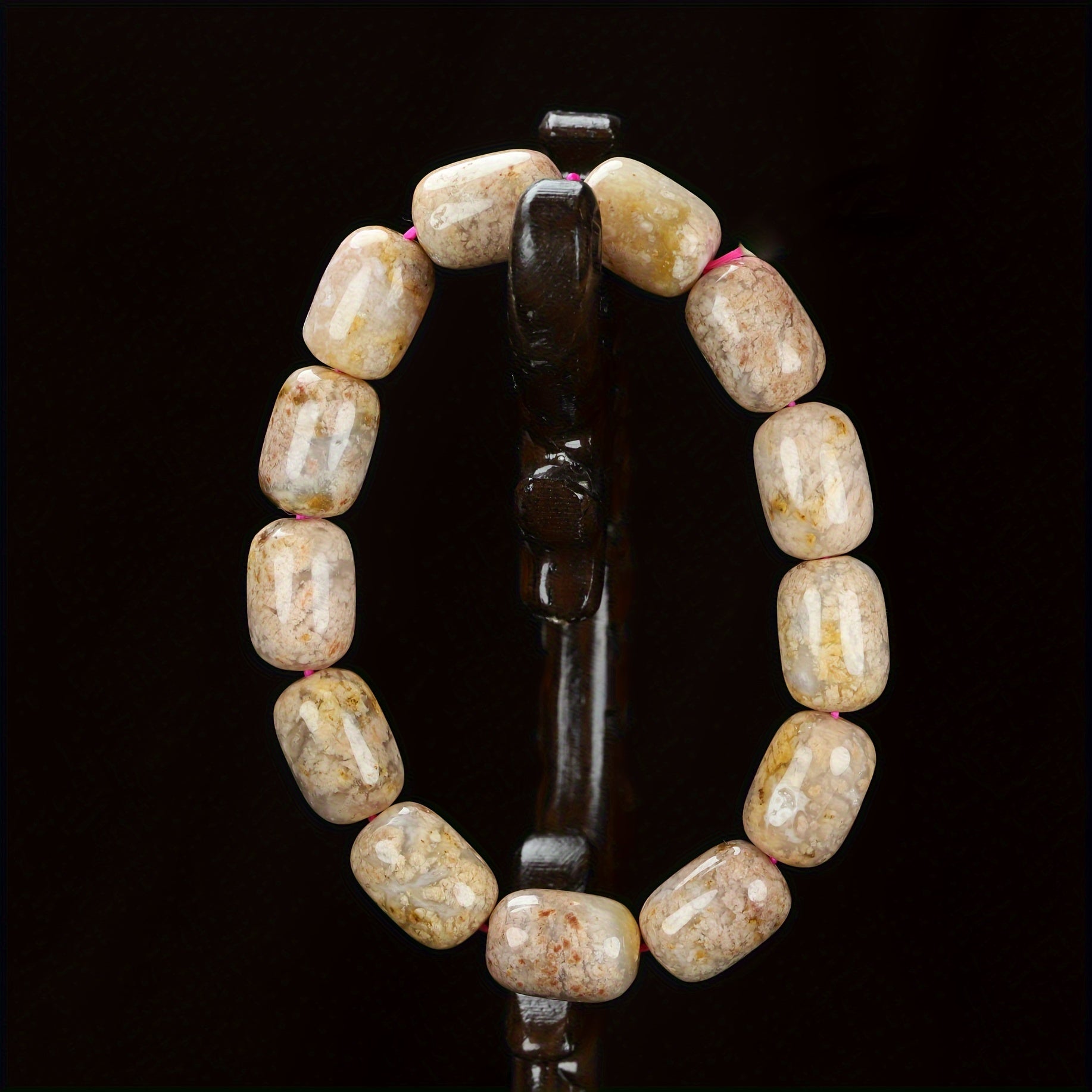 Vintage Natural Agate Beaded Bracelet for Grounding, Stability, and Emotional Balance
