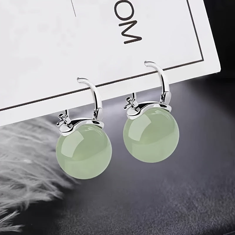 Hypoallergenic Imitation Jade Hoop Earrings - Bohemian Style for Natural Energy & Everyday Wear