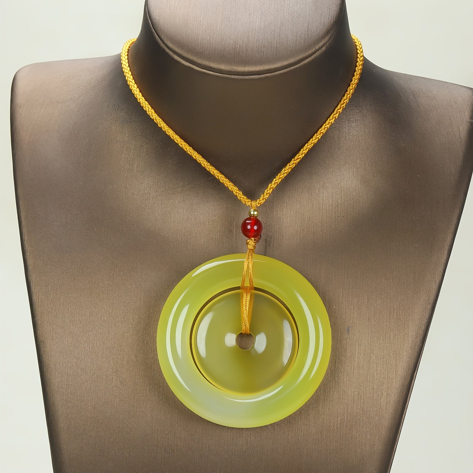 Natural Agate Peace Pendant Sweater Chain with Ice-Type Agate Stones