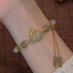 Jade Rabbit Prosperity Bangle — Adjustable Wealth Energy Bracelet for Daily Luck, Calm Protection & Auspicious Blessings (Year of the Snake Gift)