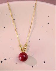 Women's Elegant Red Cinnabar Pendant Necklace - S925 Silver Harmony & Protection Talisman