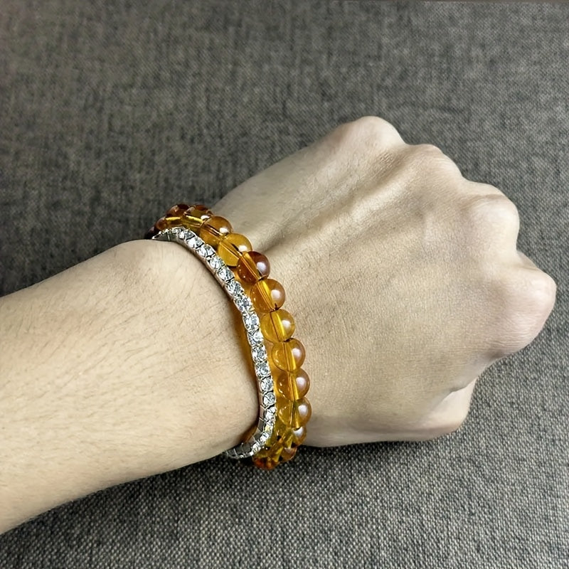 Citrine Stone Bracelet - Golden Yellow Gemstone for Wealth Attraction & Good Luck Charm