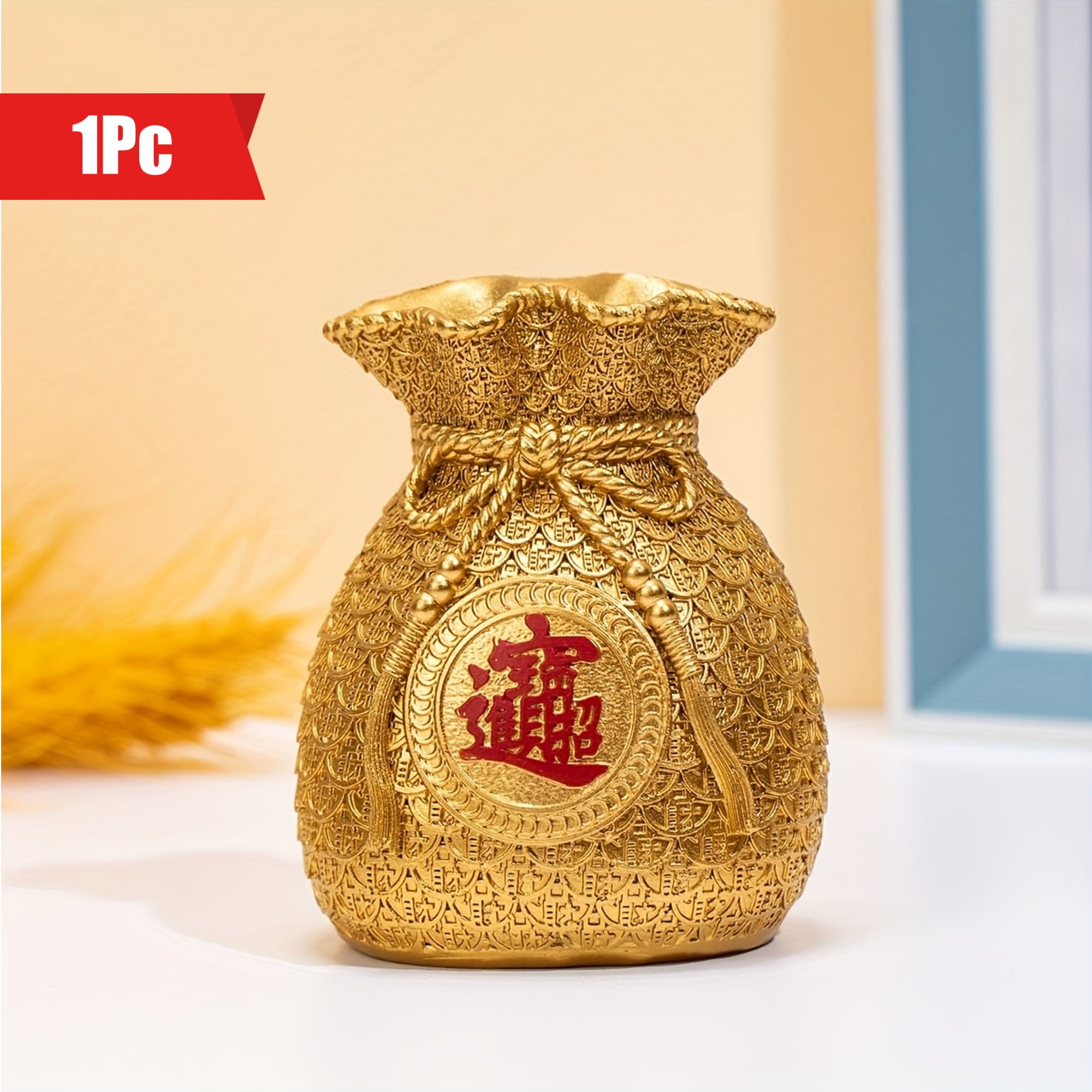 Chinese Money Bag Prosperity Ornament — Wealth Magnet, Auspicious Chi & Good Fortune Energy for Home/Office