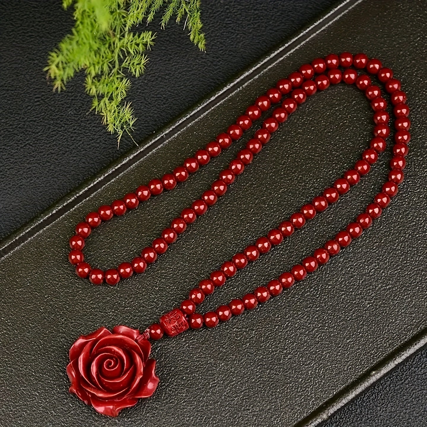 Handmade Red Rose Necklace - Burgundy Floral Jewelry for Love, Luck & Spiritual Harmony