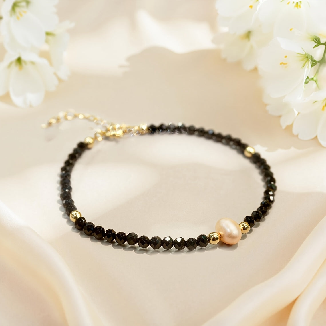 Obsidian & Pearl Elegant Bracelet - 3mm Mixed Stone for Daily Energy Balance & Gift-Giving