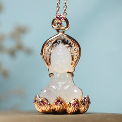 Natural Stone Guanyin Bodhisattva Pendant - Spiritual Harmony & Emotional Balance Jewelry