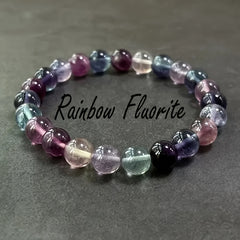 Natural Rainbow Fluorite Bracelet - Bohemian Spiritual Meditation Accessory for Clarity & Energy Protection
