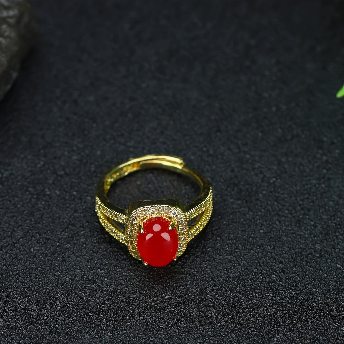 Vintage Court Style Red Carnelian Ring for Vitality & Emotional Balance Adjustable Unisex Jewelry
