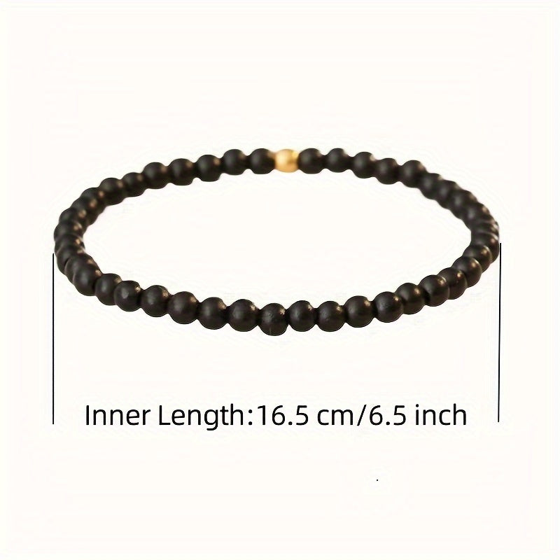 Elegant Obsidian & Golden Bead Bracelet for Protection & Balance