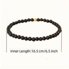 Elegant Obsidian & Golden Bead Bracelet for Protection & Balance