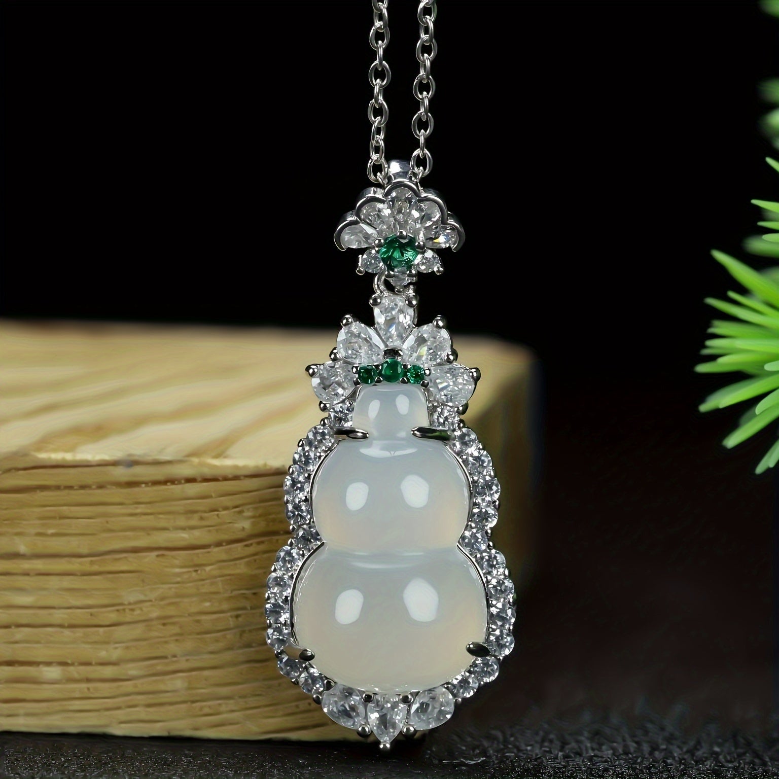 Elegant High-Ice Transparent Gourd Pendant Necklace for Women with Calming Energy & Spiritual Protection