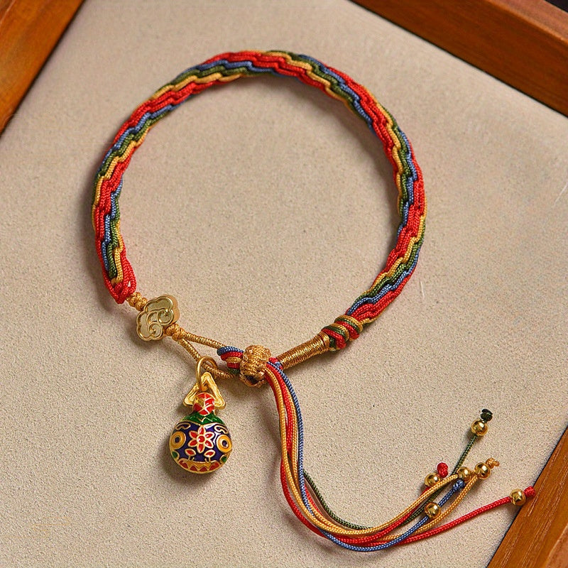 Rainbow Braided Blessing Rope Bracelet – Cultural Harmony Charm with Lucky Pendants
