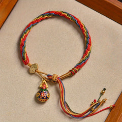 Rainbow Braided Blessing Rope Bracelet – Cultural Harmony Charm with Lucky Pendants