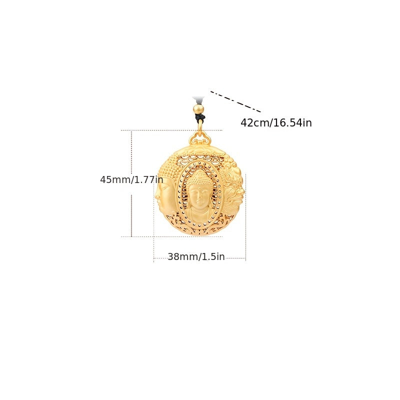 Gold-Plated Triple Buddha Pendant Necklace Spiritual Harmony & Protection Jewelry