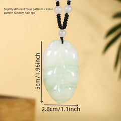 Elegant Natural Jade Leaf Pendant for Wisdom, Protection, and Grounded Energy