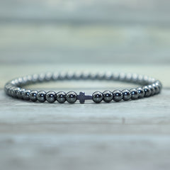 Men's Handmade Blue Stone & Black Cross Bracelet - Spiritual Protection & Stylish Daily Wear