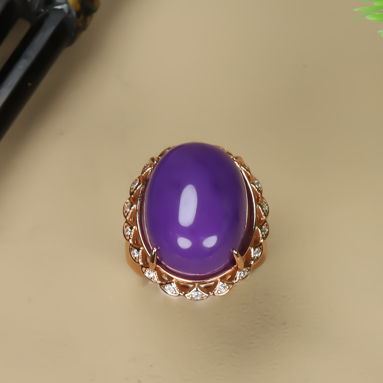 Emperor Purple Agate Adjustable Ring | Vintage Style Statement Ring for Intuition, Royal Energy, and Spiritual Protection