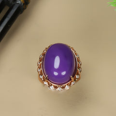 Emperor Purple Agate Adjustable Ring | Vintage Style Statement Ring for Intuition, Royal Energy, and Spiritual Protection