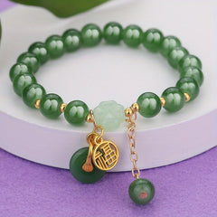 Green Jade Beaded Bracelet with Lucky Charms – Feng Shui Energy & Spiritual Harmony Beaded Bracelet, Glass, Style, Hand String Accessories, Bestie, Peace, Hand String