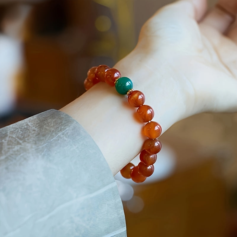 Red Agate Beaded Bracelet - Protection & Courage Energy for Daily Wear
