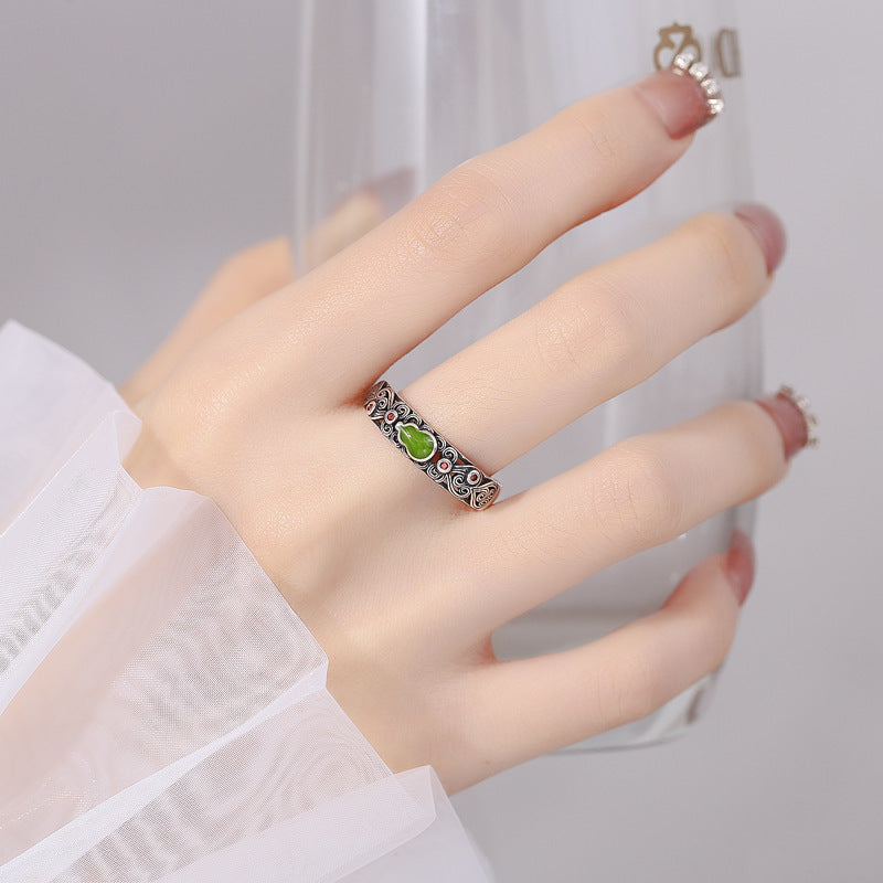 Vintage Fortune & Peace Gourd Ring - Ethnic Style for Harmony & Prosperity