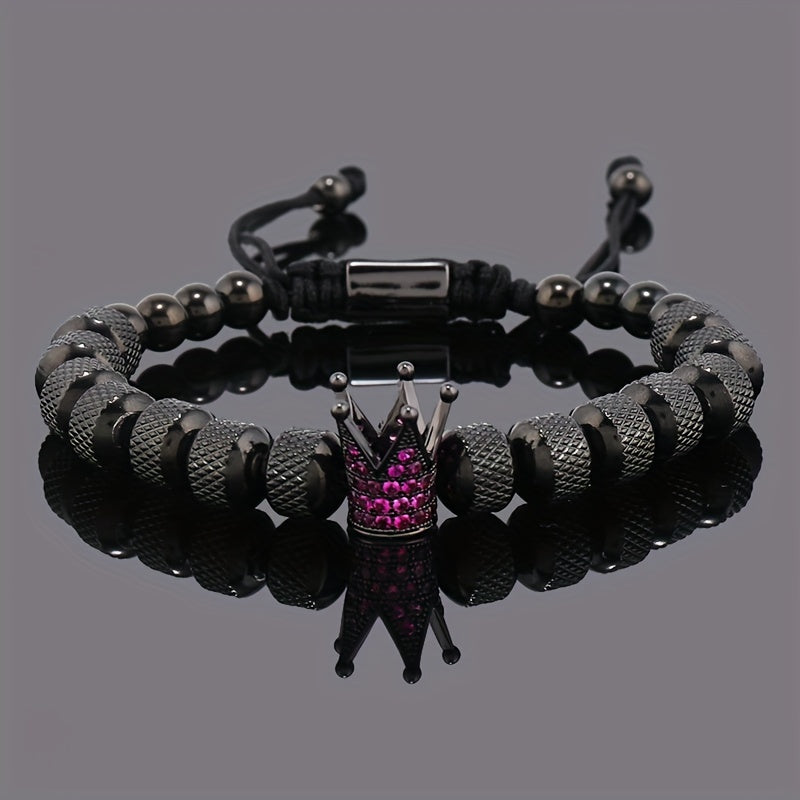 Golden Crown Charm Men's Bracelet - Luxury Stainless Steel Accessory for Prosperity & Protection