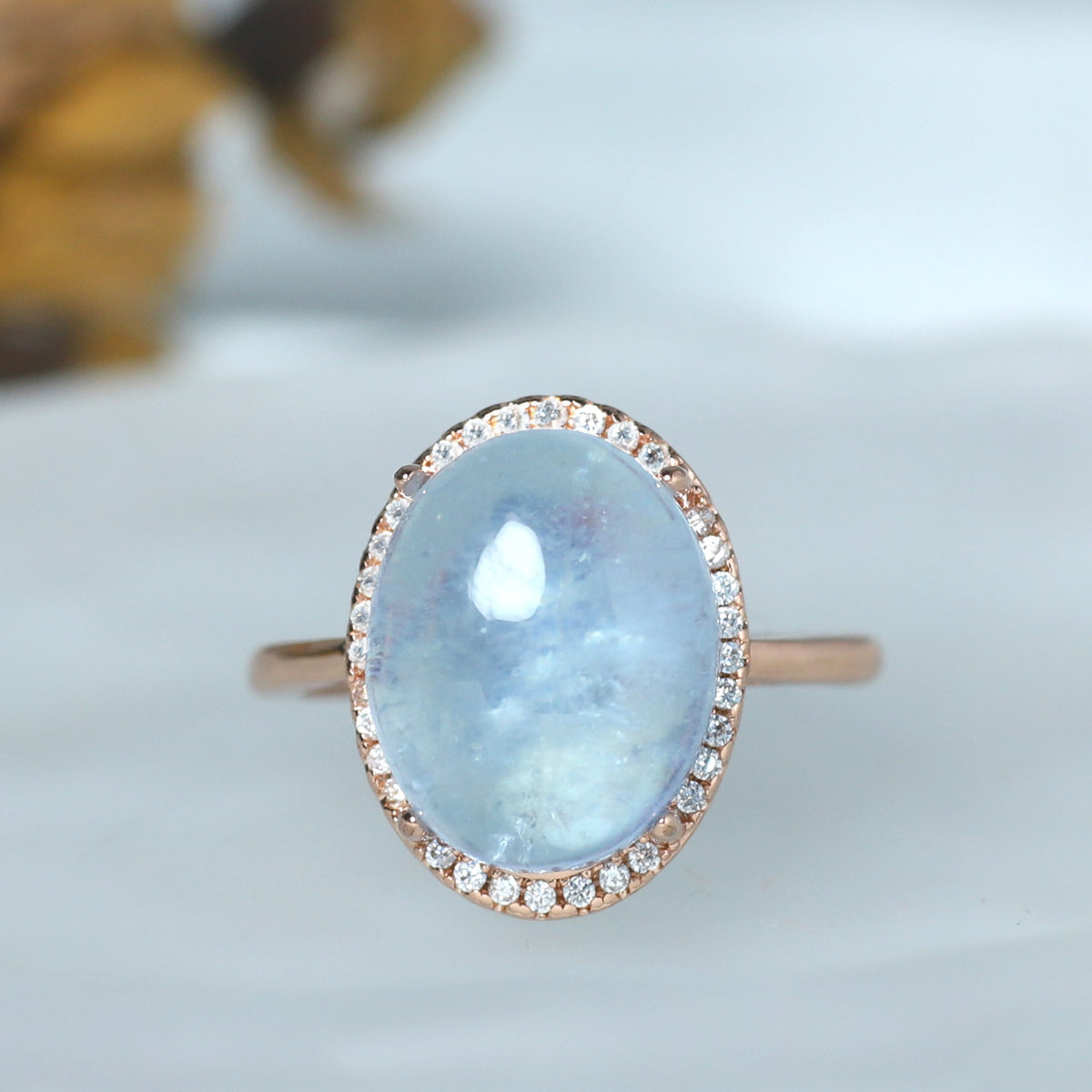 Elegant Oval-Cut Blue Sapphire Halo Ring for Spiritual Connection & Daily Wear