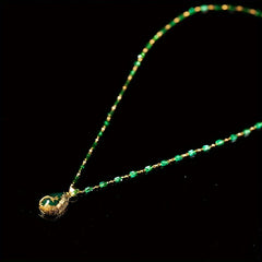 Elegant Peacock Pendant: Vintage Malachite Necklace for Prosperity & Spiritual Harmony