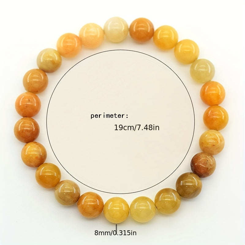 Yellow Stone Elastic Bracelet - Natural Stone Energy for Daily Wear & Preppy Sporty Style