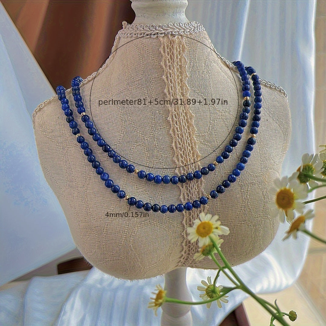 Bohemian Blue Lace Necklace – Versatile Layering Gemstone Jewelry for Daily Elegance