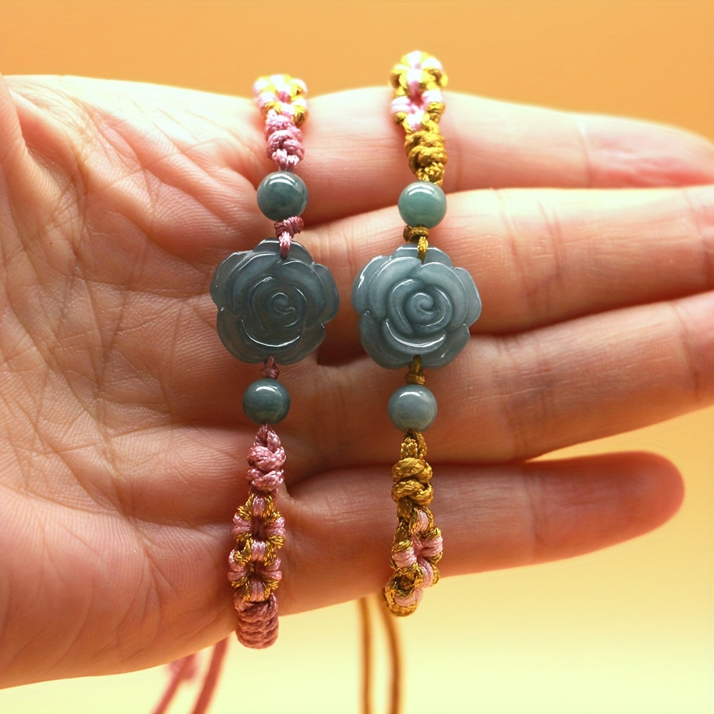 Handmade Natural Stone Rose Bracelet - Unisex Fashion for Valentine's Day Energy
