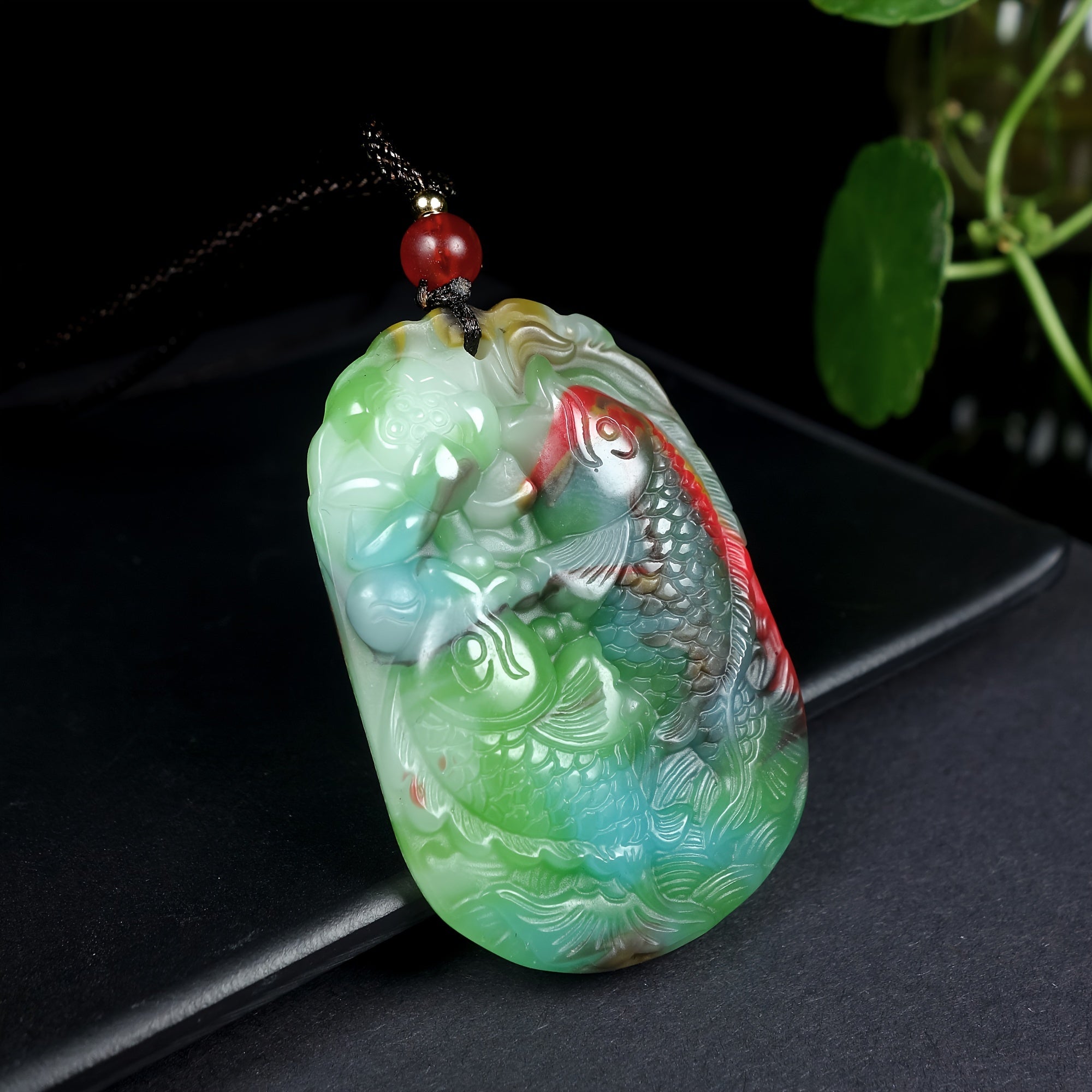 Natural Stone Fish Pendant Detail
